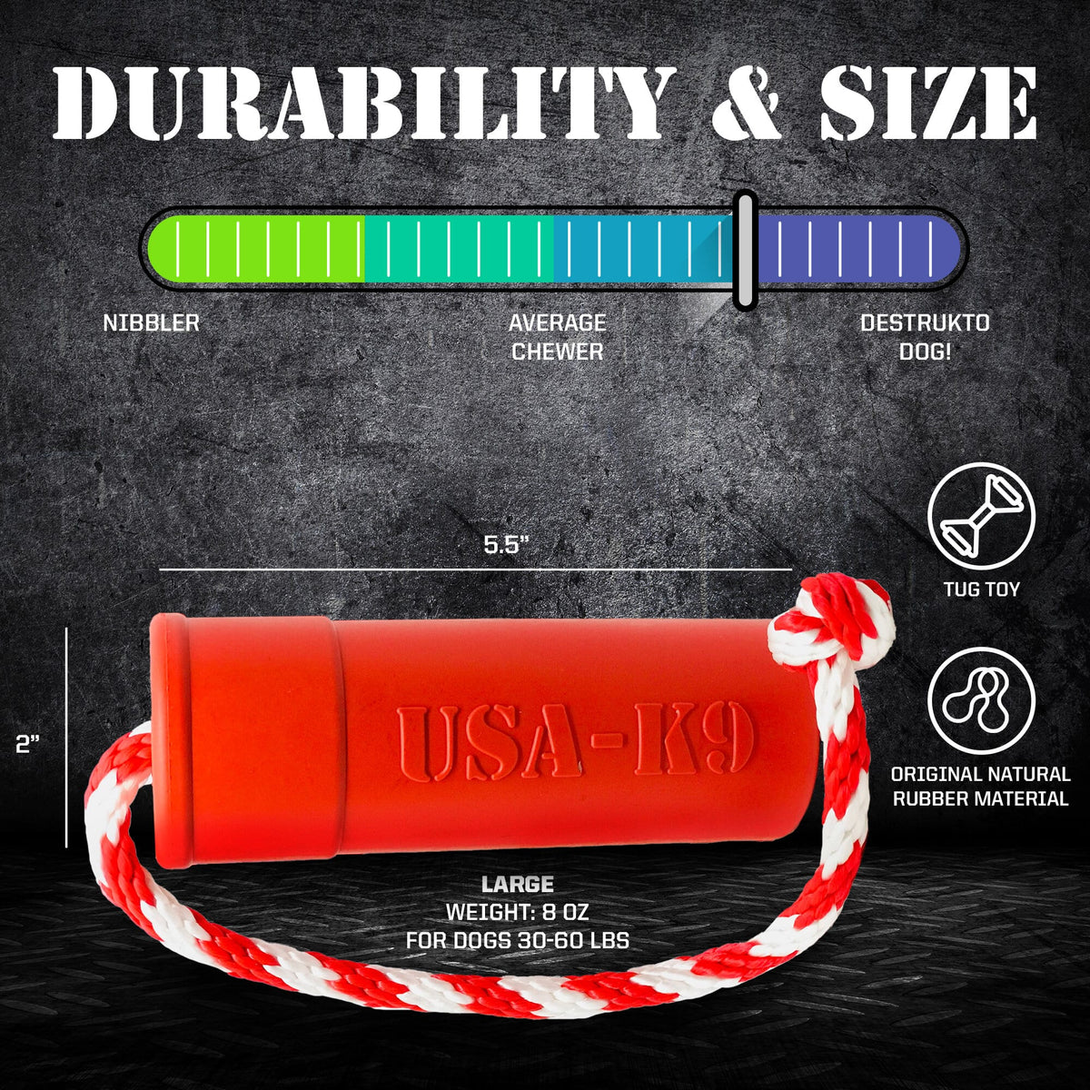SodaPup USA-K9 Firecracker Durable Floating Training Dummy Rubber Dog Toy
