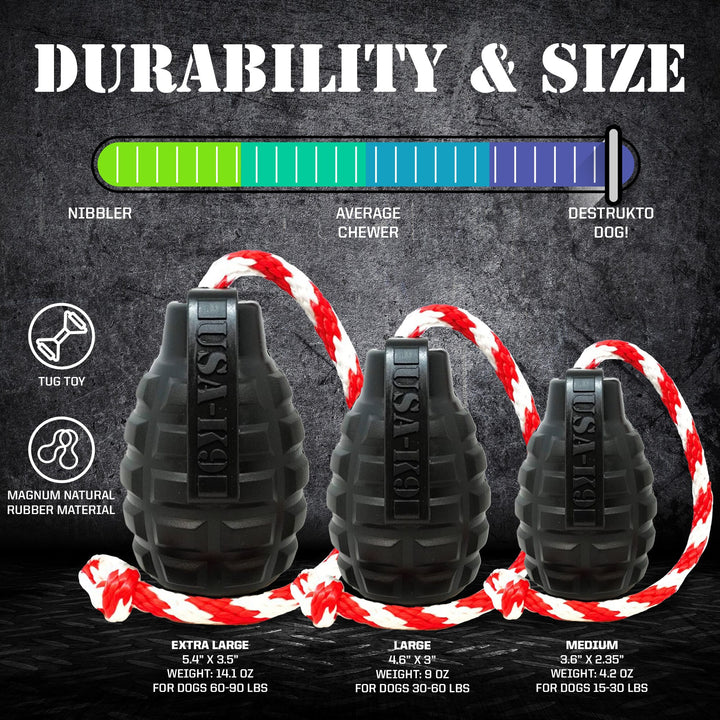 SodaPup USA-K9 Magnum Grenade Durable Rubber Chew Toy