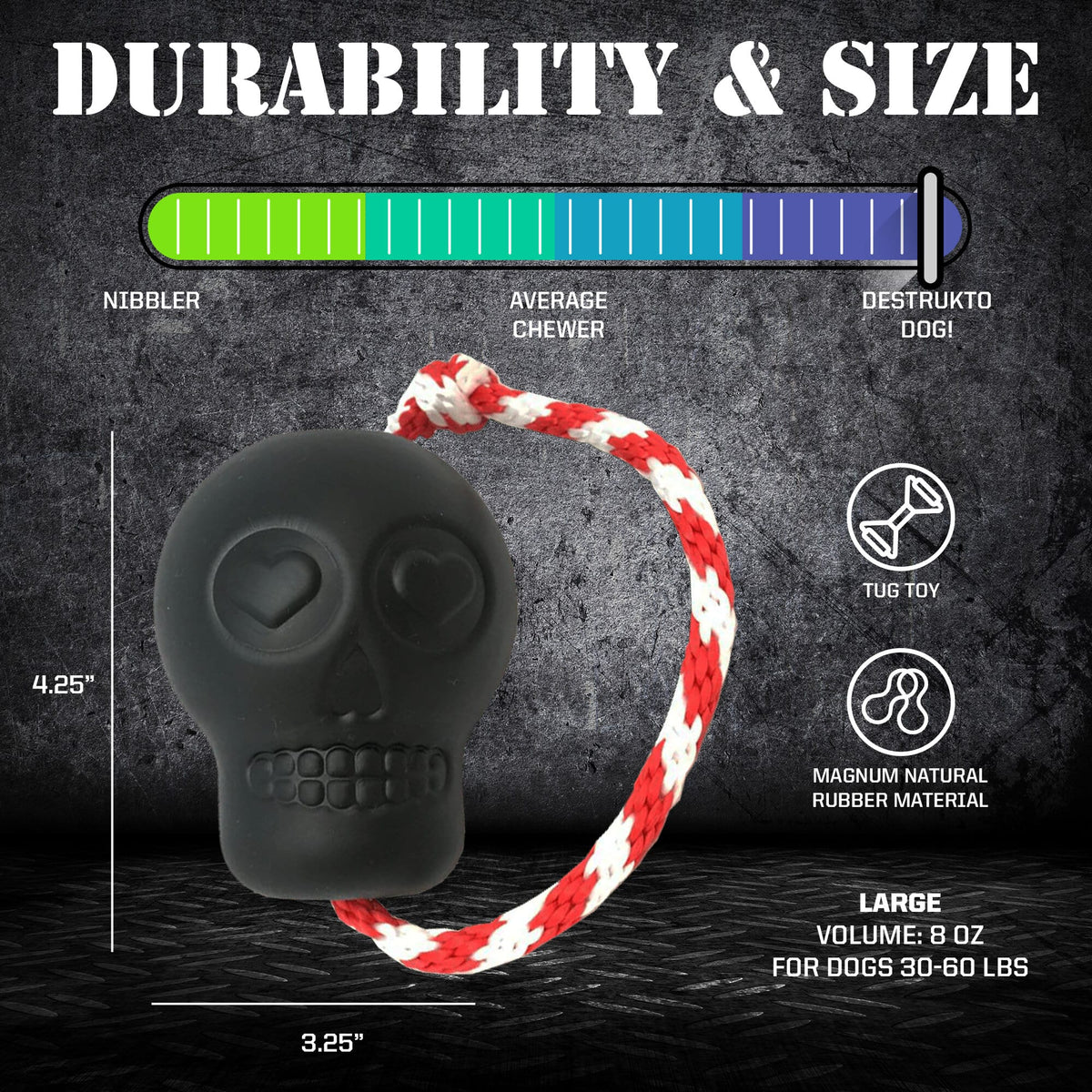 SodaPup USA-K9 Magnum Skull Durable Rubber Chew Toy