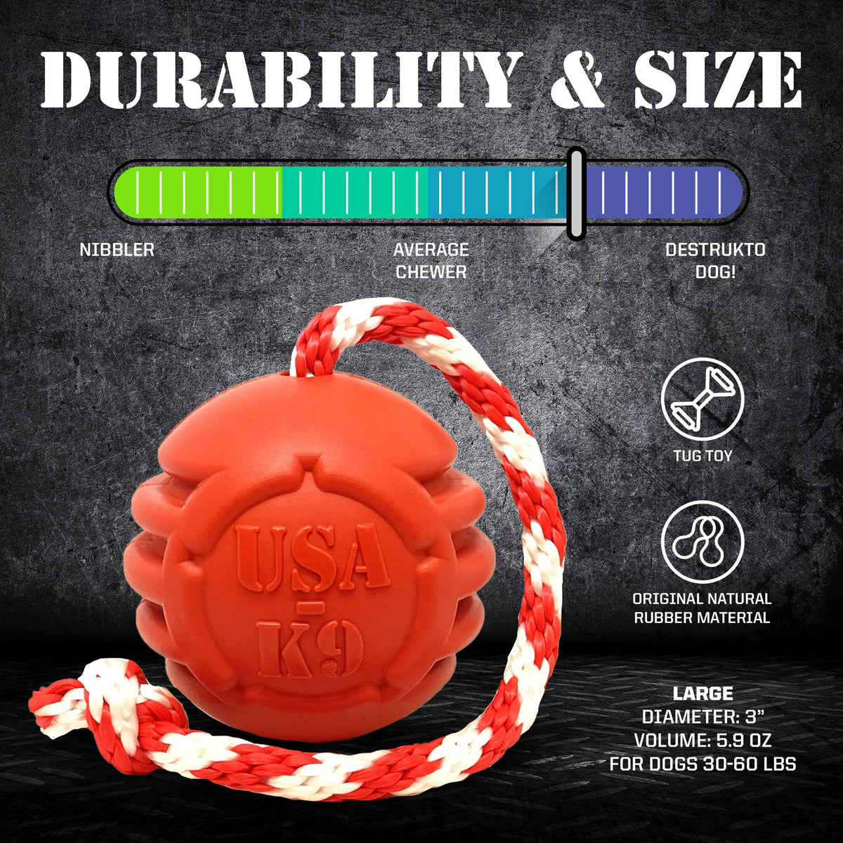 SodaPup USA-K9 Stars and Stripes Ultra-Durable Rubber Chew Toy