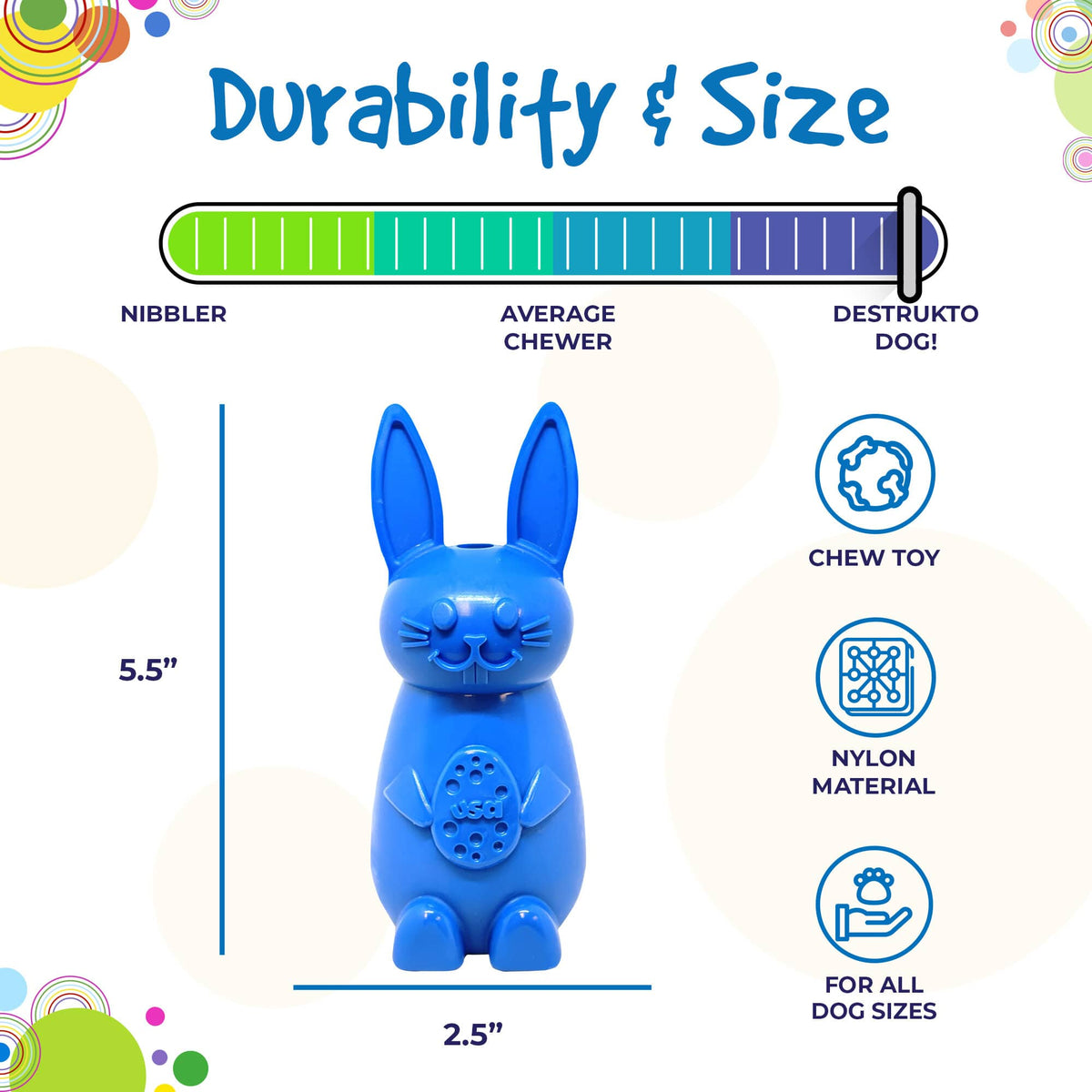 SodaPup Bunny Durable Nylon Chew and Enrichment Toy