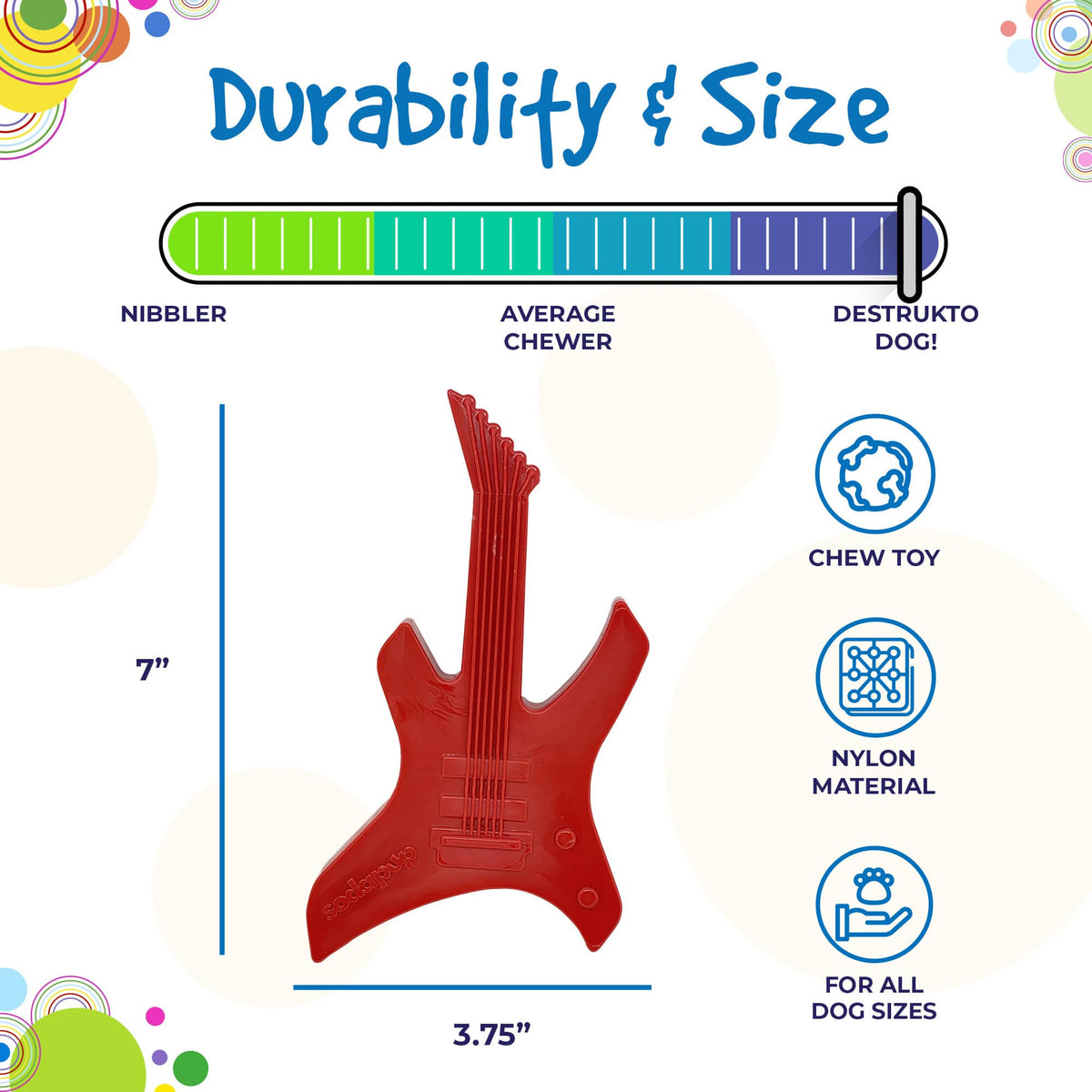 SodaPup Electric Guitar Ultra Durable Nylon Dog Chew Toy