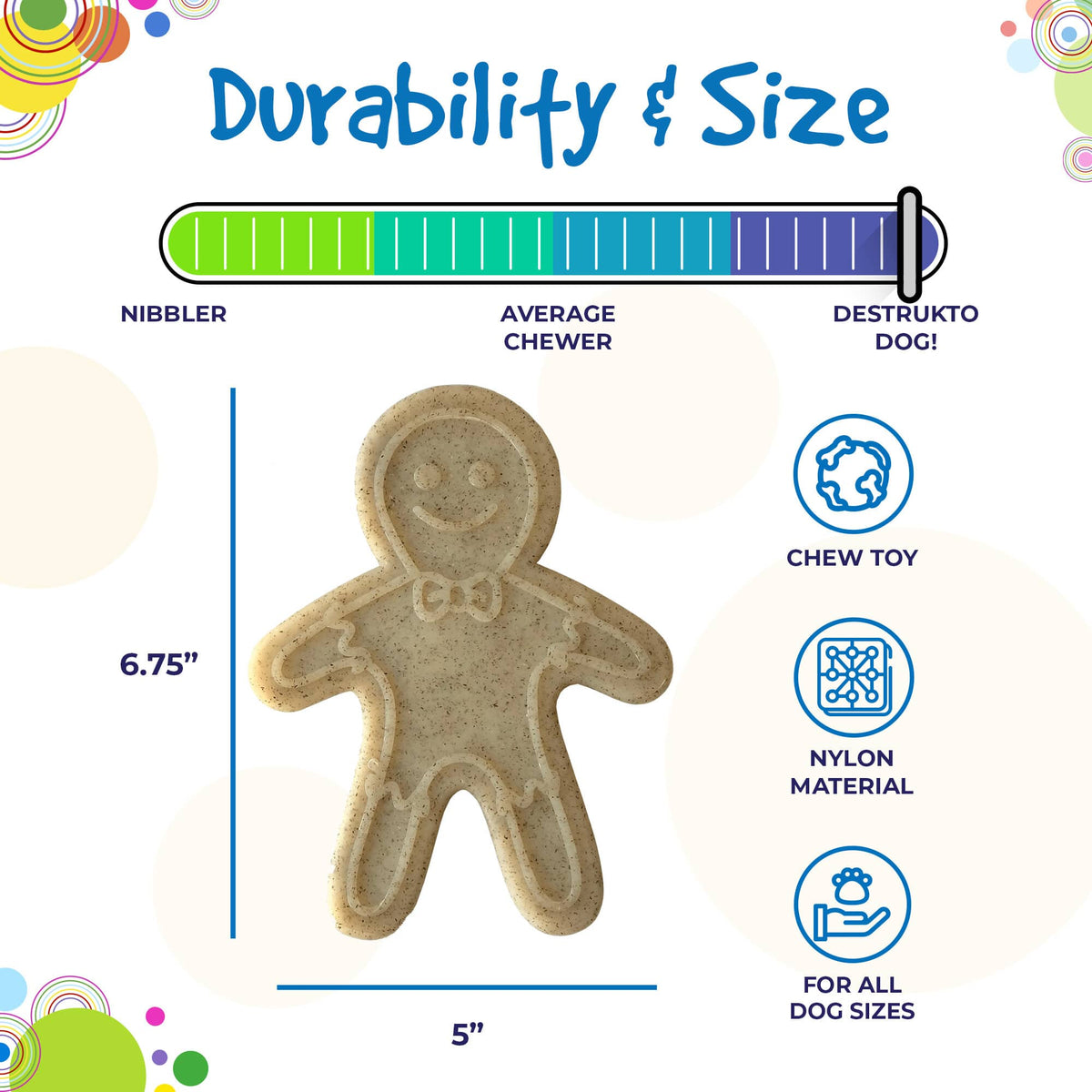 SodaPup Gingerbread Man Ultra Durable Nylon Dog Chew Toy