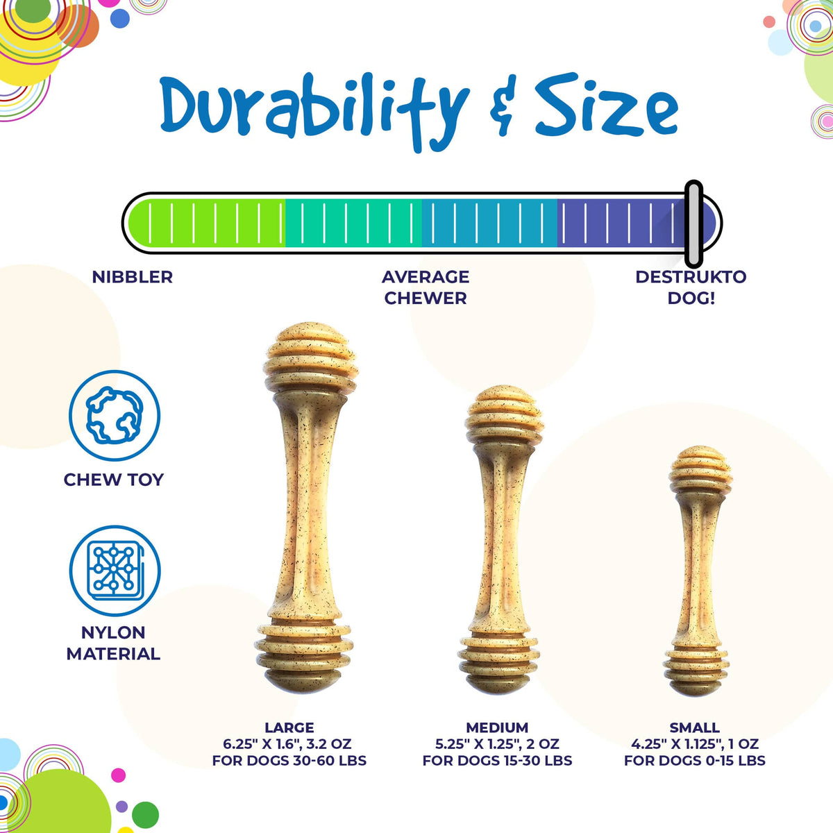 SodaPup Honey Bone Ultra Durable Nylon Dog Chew Toy
