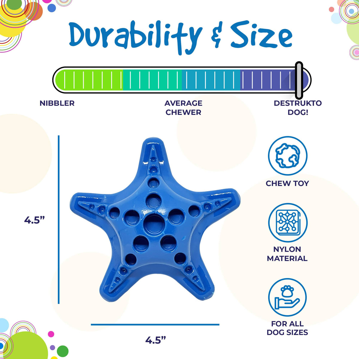 SodaPup Starfish Ultra Durable Nylon for Aggressive Chewers Dog Chew Toy