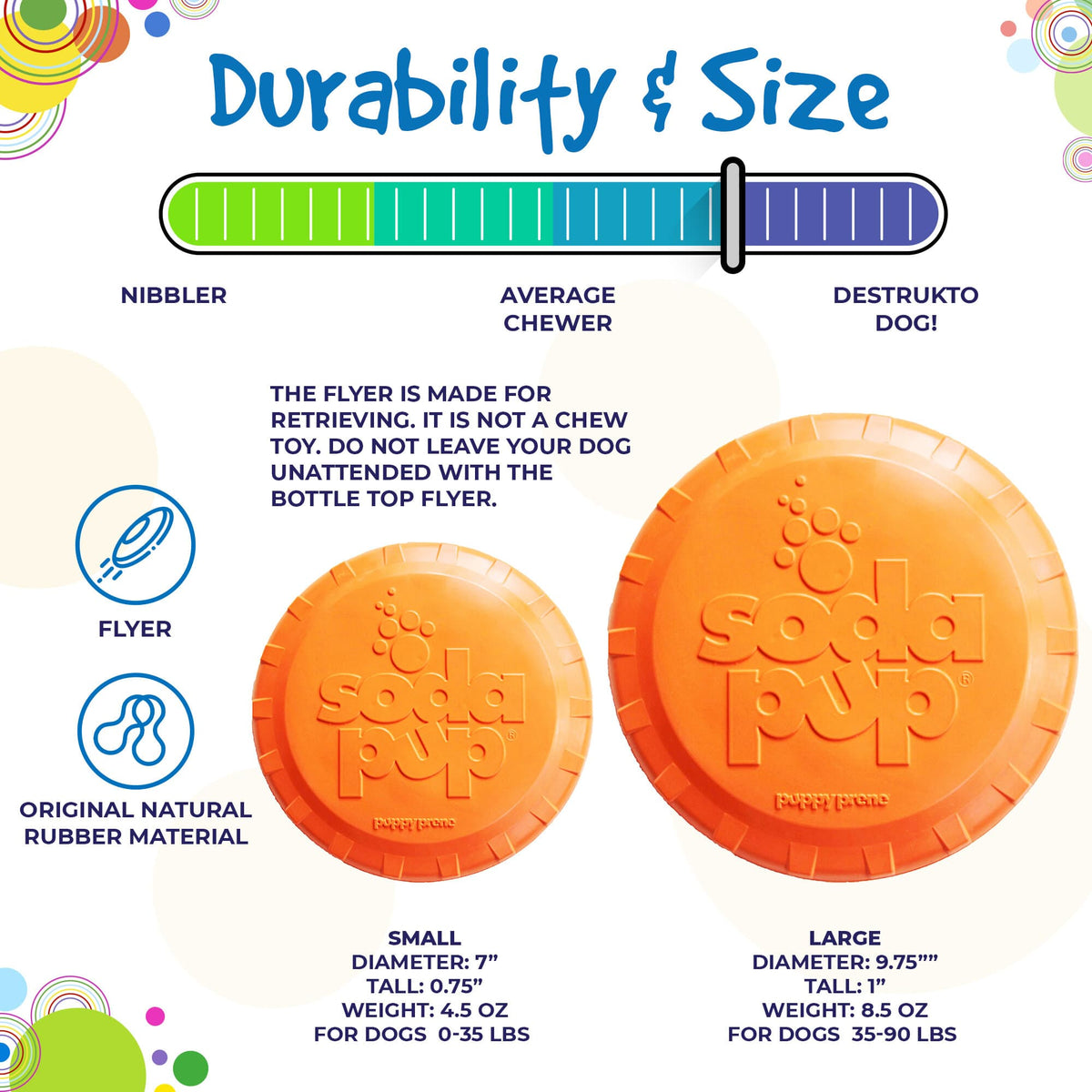 SodaPup Bottle Top Flyer Durable Rubber Retrieving Frisbee - Orange
