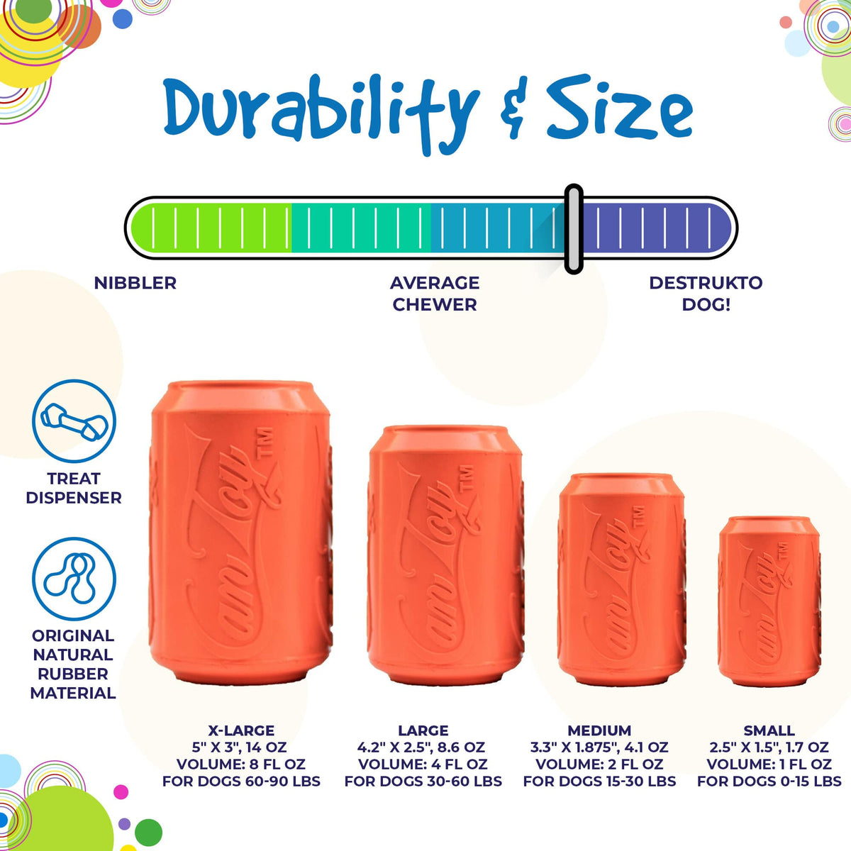 SodaPup Can Toy Durable Rubber Chew Toy & Treat Dispenser for Average Chewer