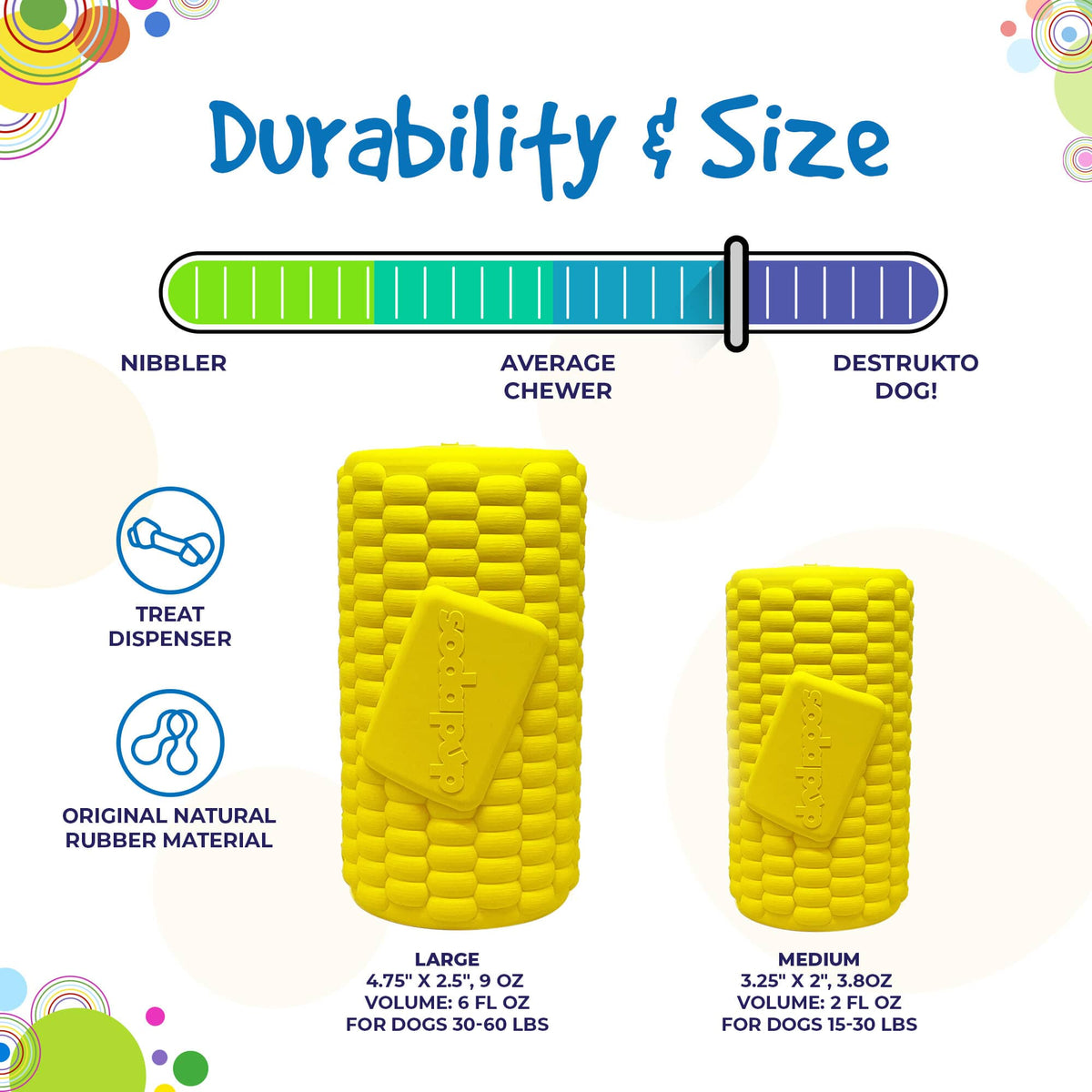 SodaPup Corn on the Cob Durable Rubber Treat Dispenser