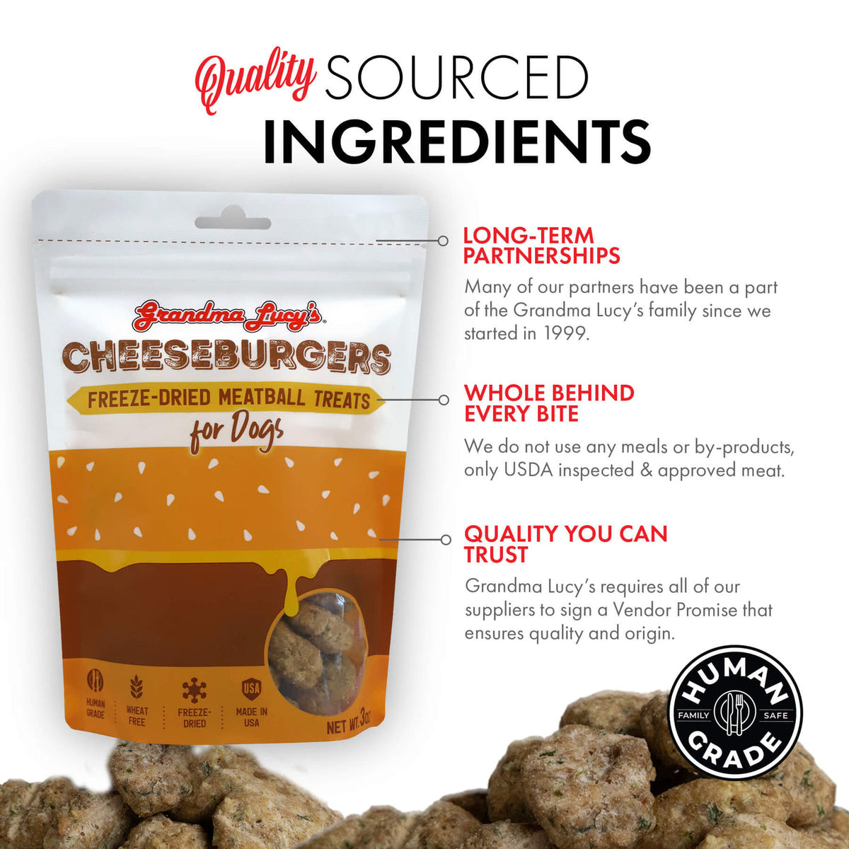 Grandma Lucy's Cheeseburger Freeze-Dried Meatball Dog Treats