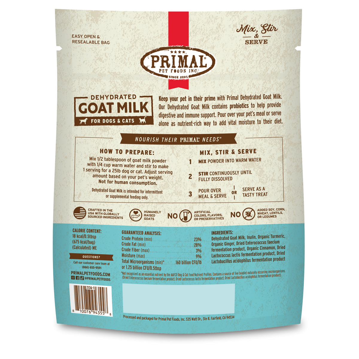 Primal Dehydrated Goat Milk for Dogs &amp; Cats