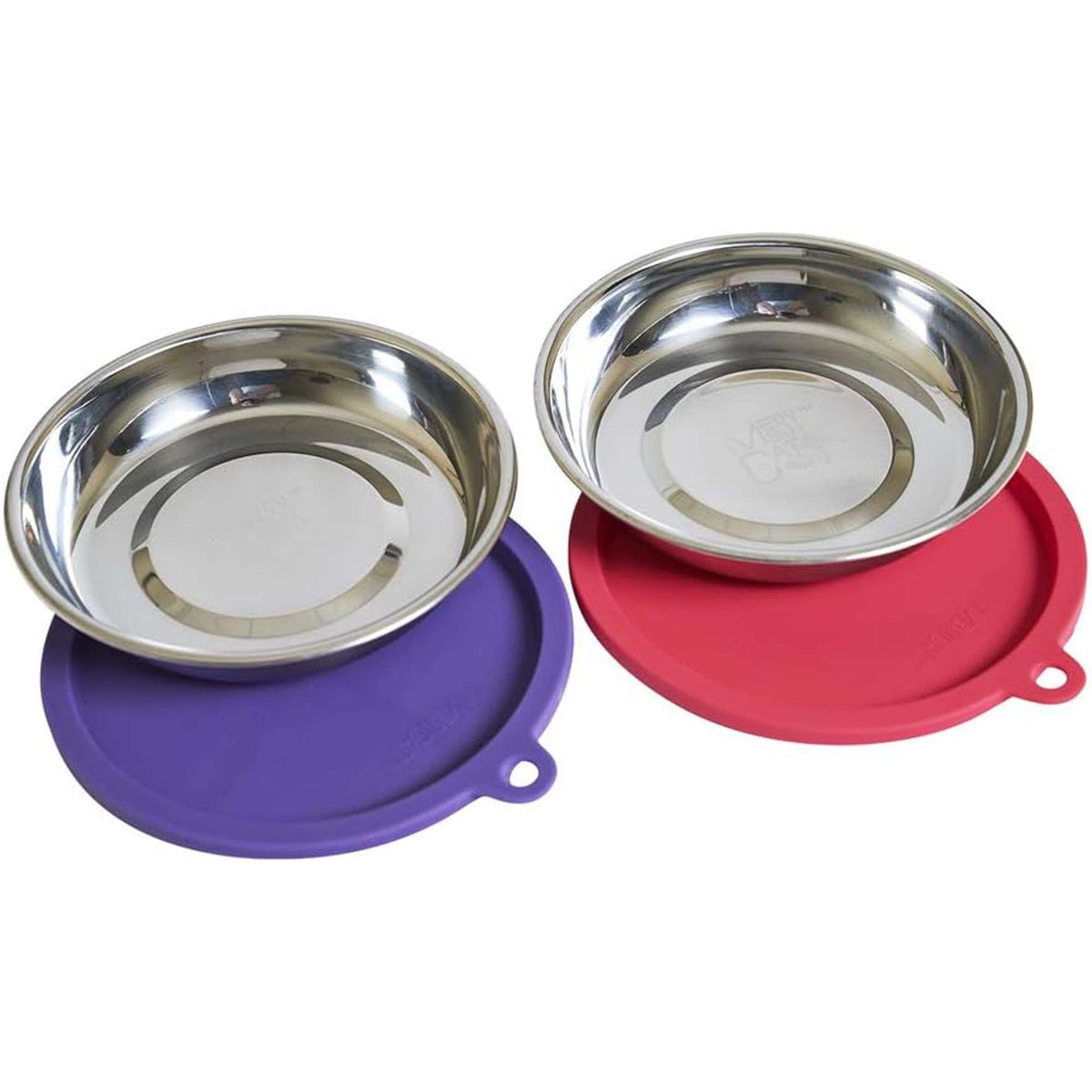 Messy Mutts 2 Pack Silicone Air-Tight Cat Bowl with Lid Cat Food Storage