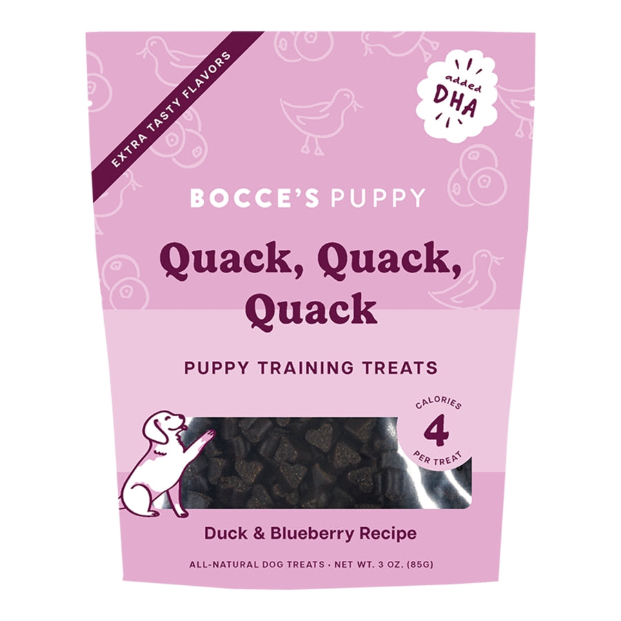 Bocce&#39;s Bakery Quack, Quack, Quack Duck and Blueberries Training Bites Dog Treats