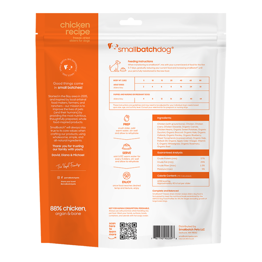 Small Batch Freeze-Dried Raw Chicken Sliders Dog Food