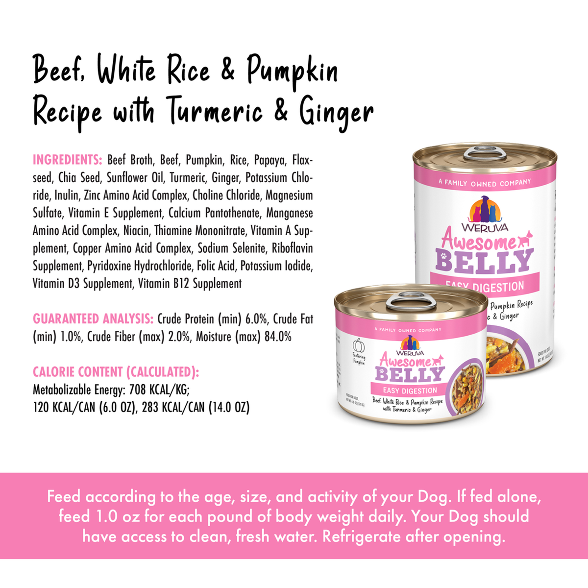 Weruva Awesome Belly Beef, White Rice &amp; Pumpkin Recipe with Turmeric &amp; Ginger Canned Dog Food