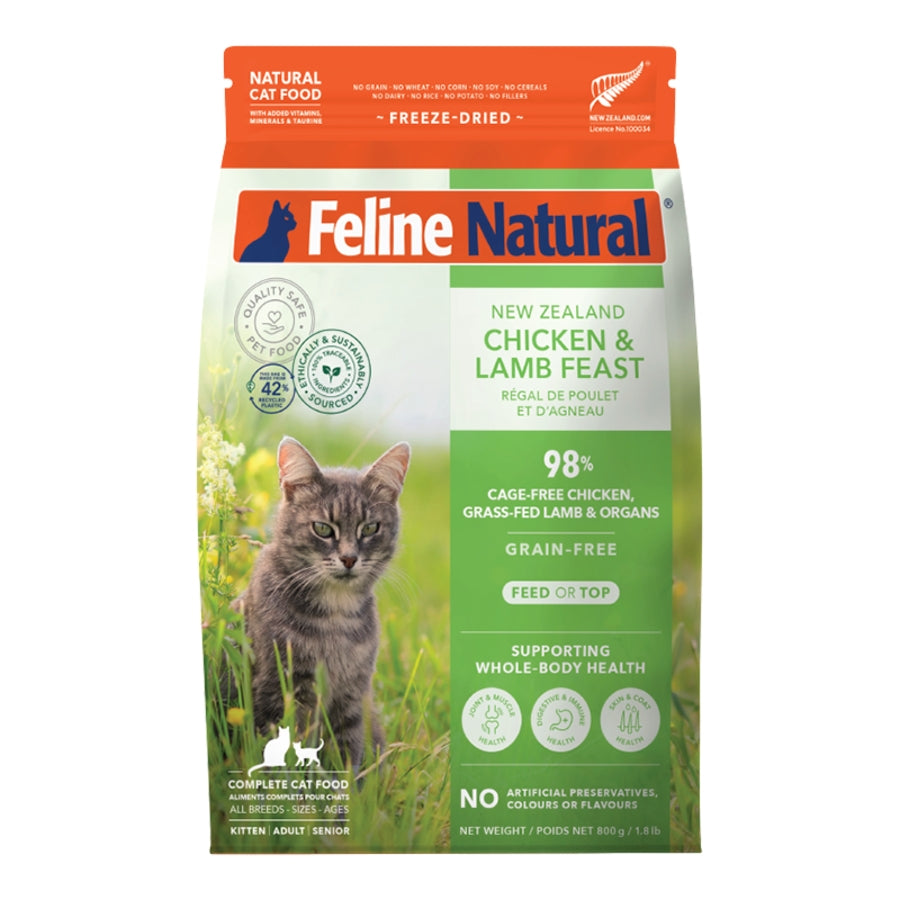 Feline Natural Freeze-Dried Chicken &amp; Lamb Feast Topper or Cat Food