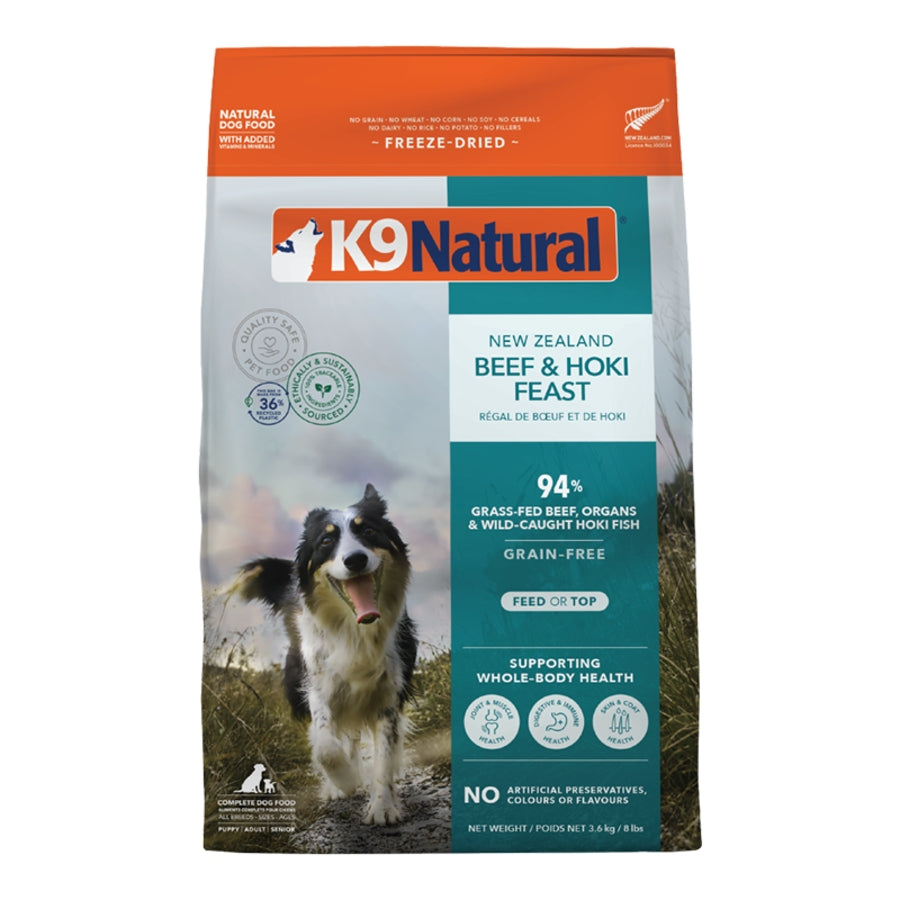 K9 Natural Freeze-Dried Hoki &amp; Beef Feast Topper or Dog Food