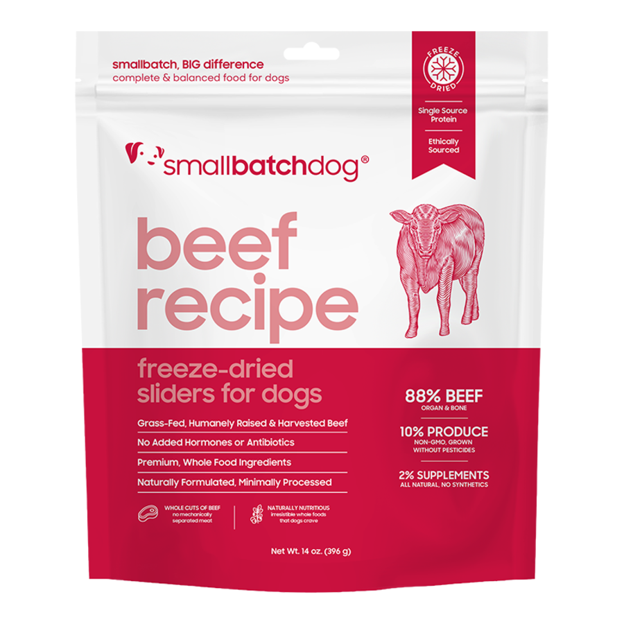 Small Batch Freeze-Dried Raw Beef Sliders Dog Food