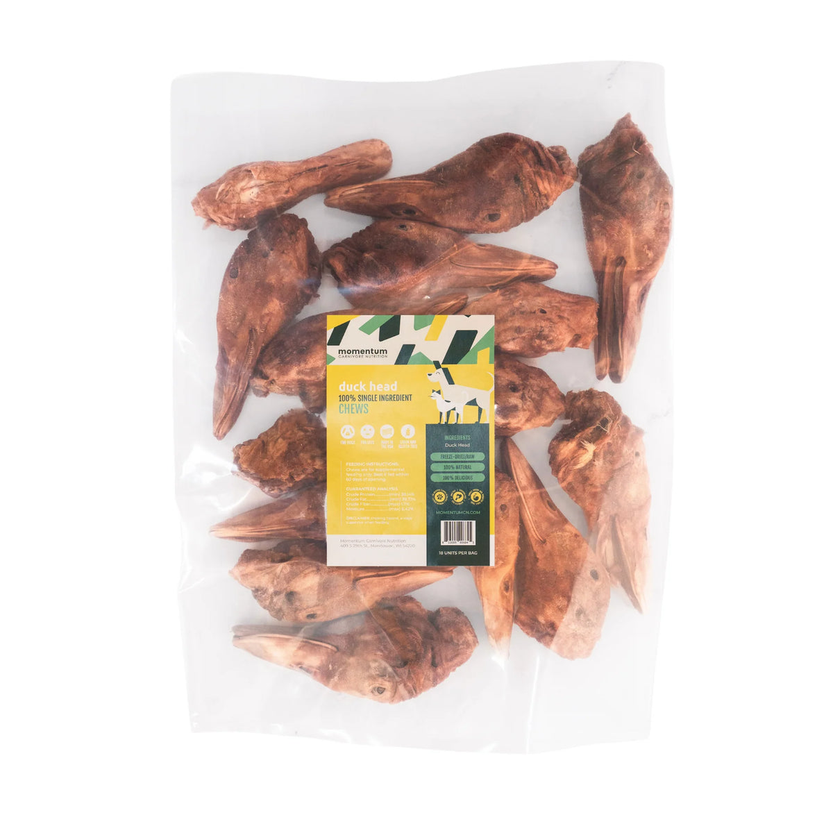 Momentum Carnivore Nutrition Freeze-Dried Duck Head Dog Chews