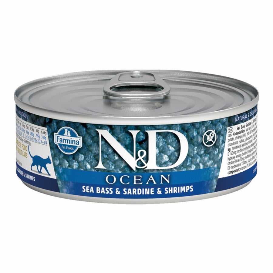 Farmina N&D Ocean Grain Free Sea Bass, Sardine & Shrimp Canned Cat Food