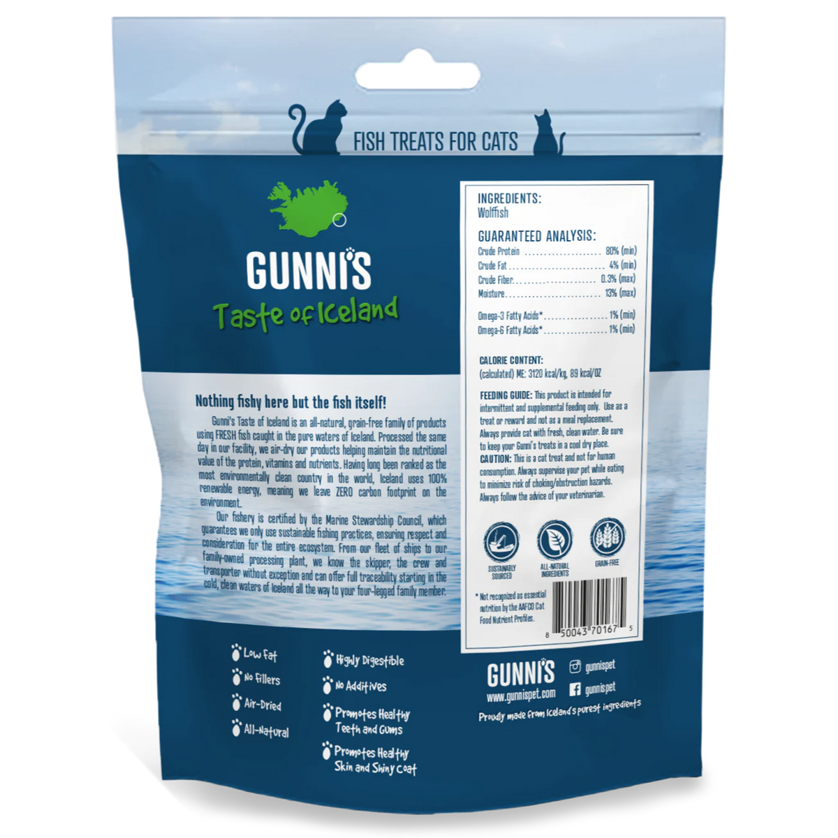 Gunni&#39;s Pet Taste of Iceland Wolffish Mini Morsels Cat Treats