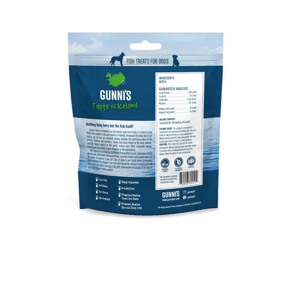 Gunni&#39;s Pet Taste of Iceland Wolffish Wafers Dog Treats