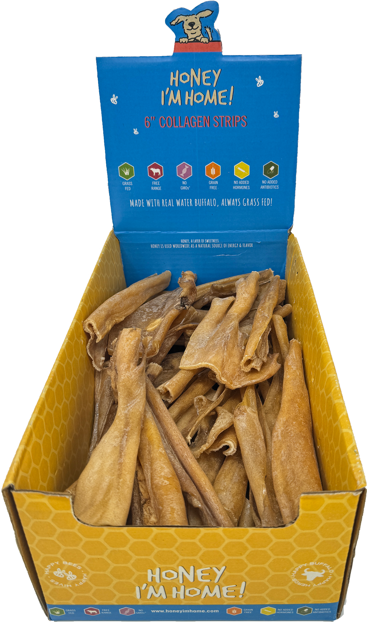 Honey I&#39;m Home! Water Buffalo Collagen Strips Dog Treats
