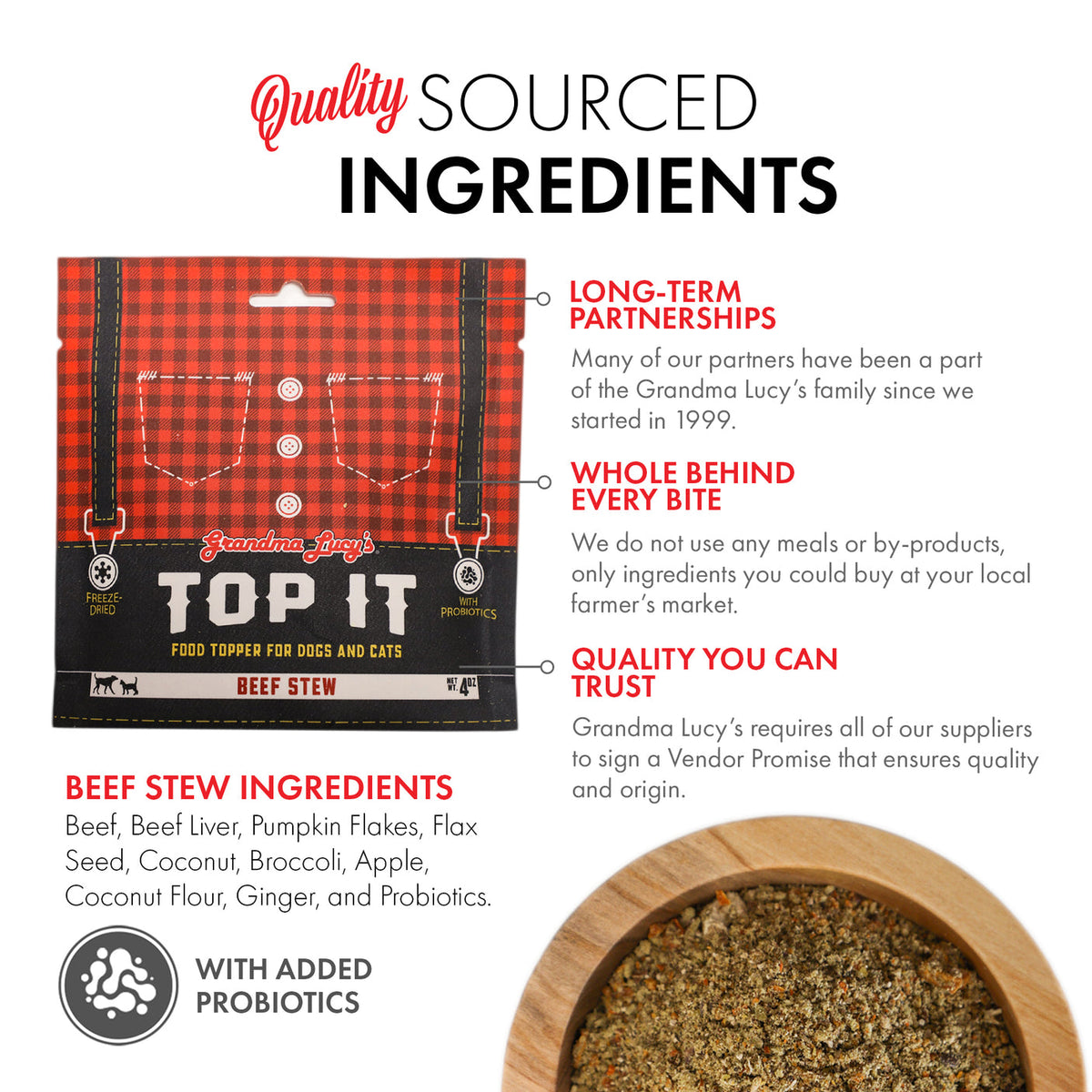 Grandma Lucy's Freeze-Dried Top It Beef Stew Food Topper for Dogs & Cats