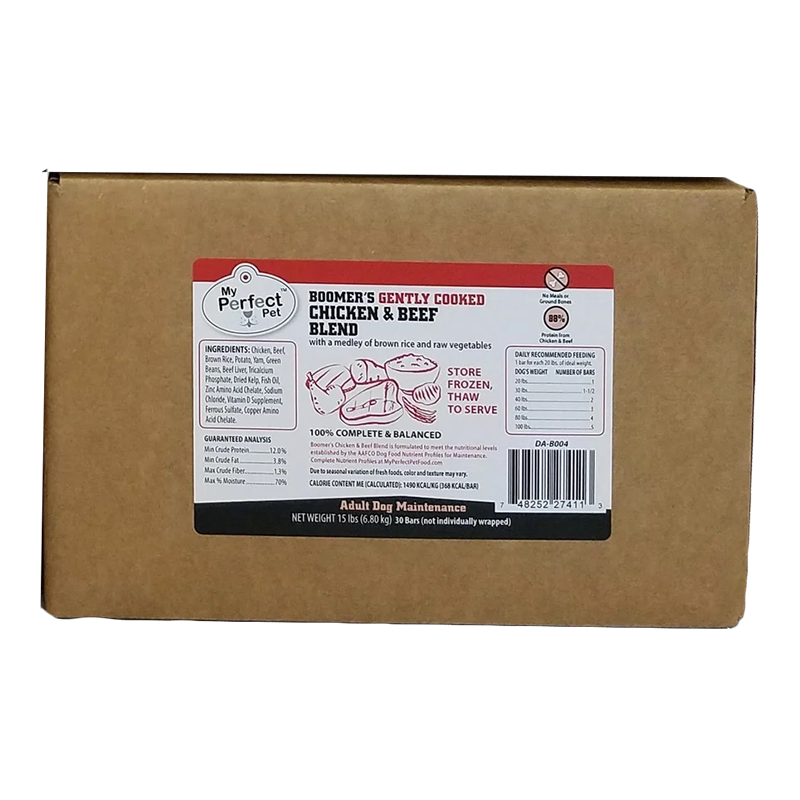 My Perfect Pet Boomer&#39;s Gently Cooked Chicken &amp; Beef Frozen Dog Food