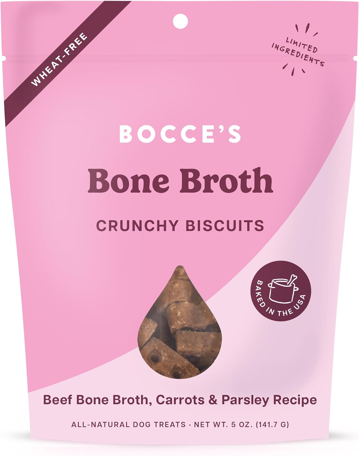 Bocce&#39;s Bakery Bone Broth with Carrots and Parsley Crunchy Biscuits Dog Treats