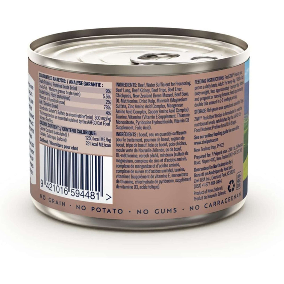 Ziwi Peak Beef Recipe Canned Cat Food