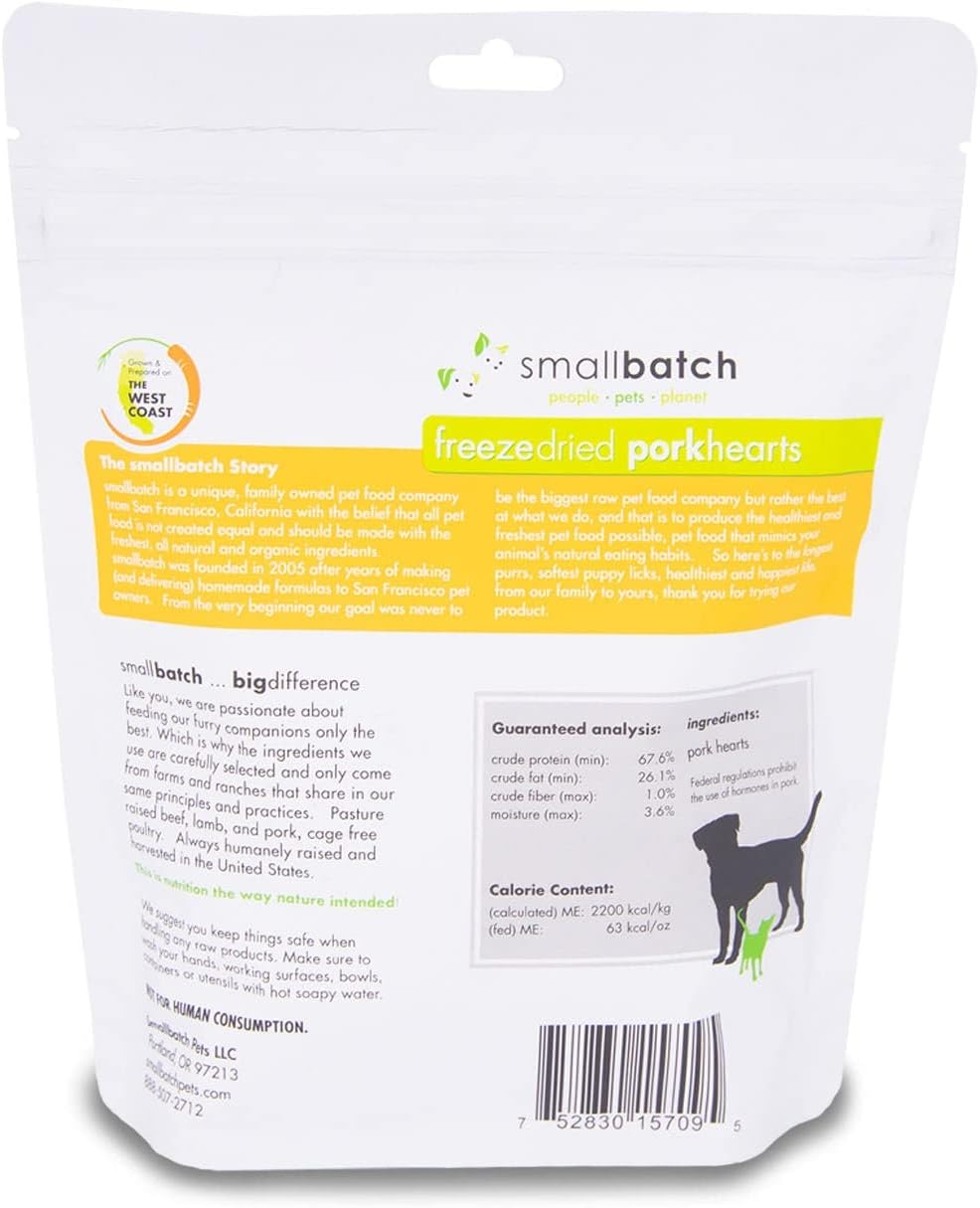 Small Batch Freeze-Dried Pork Hearts Dog &amp; Cat Treats