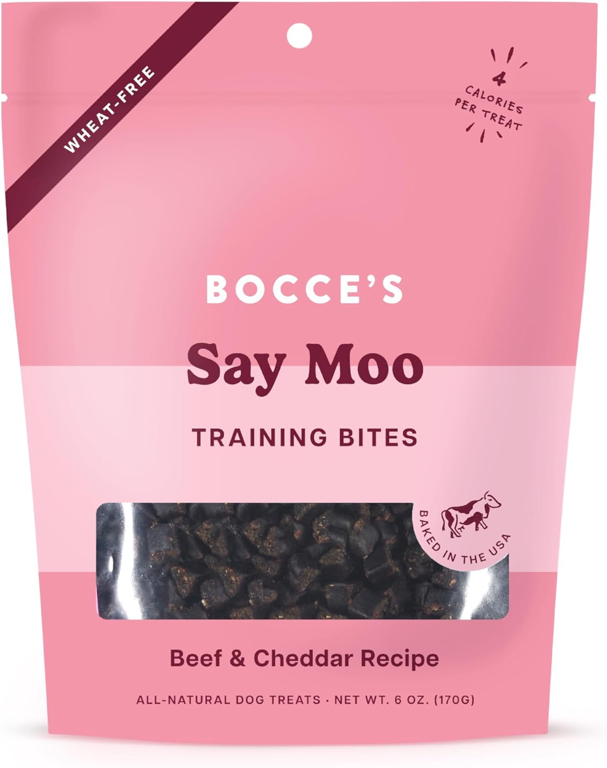 Bocce&#39;s Bakery Say Moo Beef and Cheddar Training Bites Dog Treats