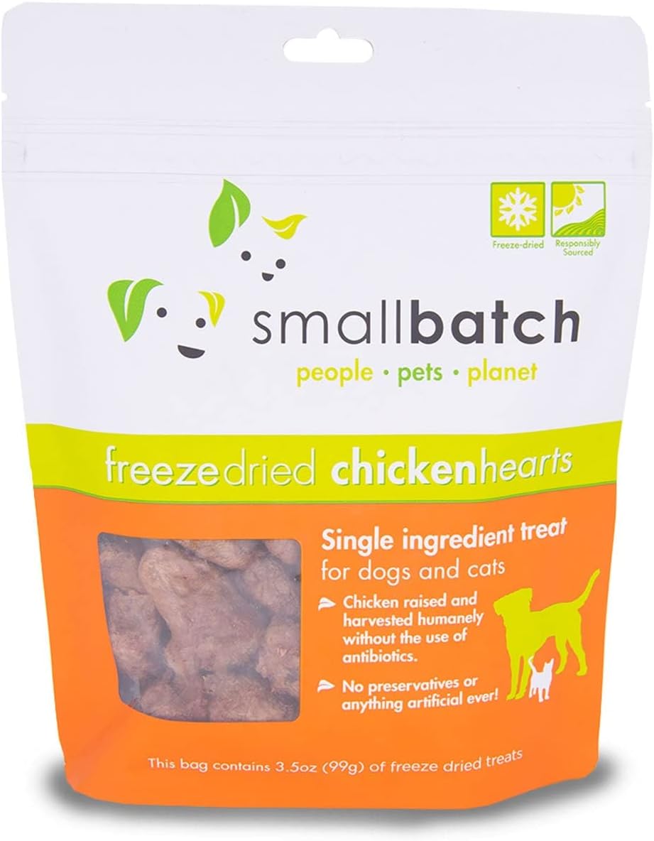 Small Batch Freeze-Dried Chicken Hearts Dog &amp; Cat Treats