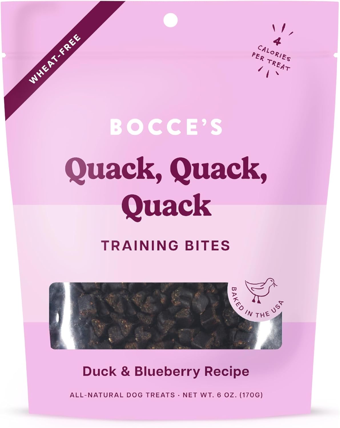 Bocce&#39;s Bakery Quack, Quack, Quack Duck and Blueberries Training Bites Dog Treats