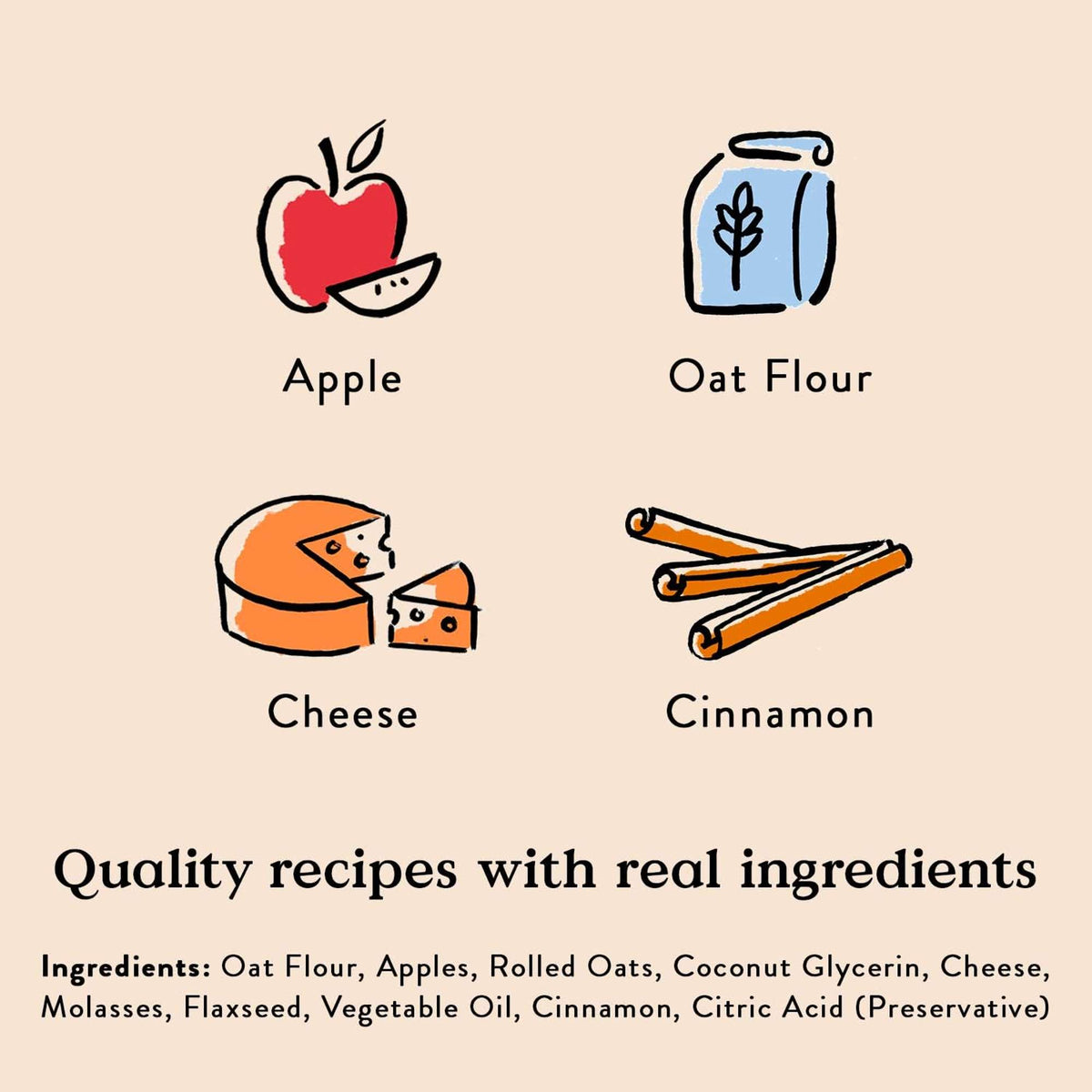 Bocce&#39;s Bakery Fireside Apple Pie Apples, Cheese and Cinnamon Soft and Chewy Dog Treats