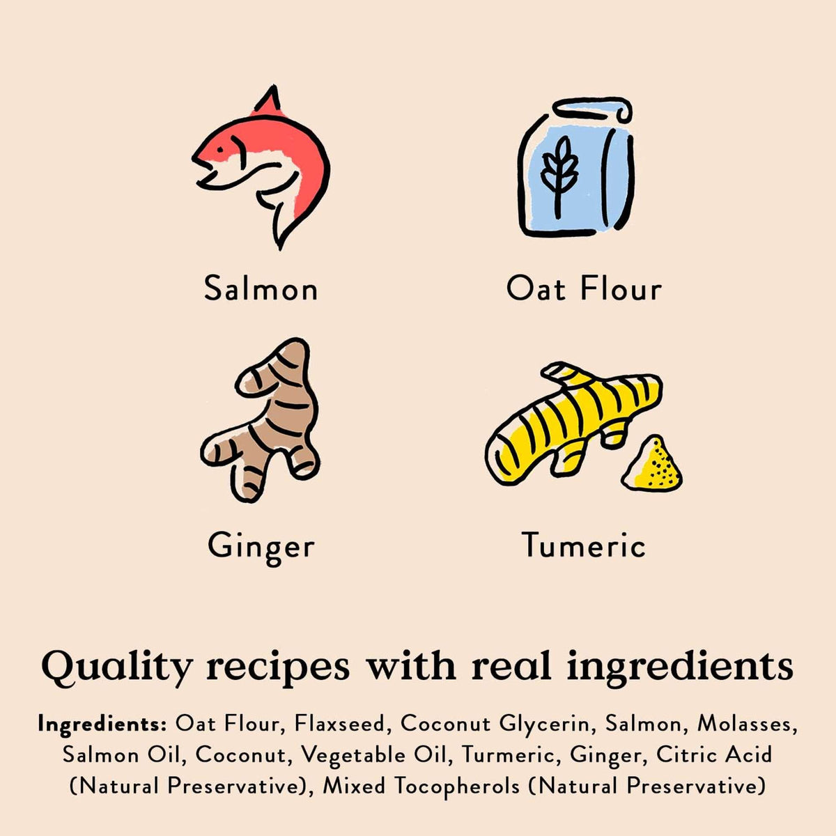 Bocce&#39;s Bakery Dailies Salmon and Flaxseed Good Hair Soft and Chewy Dog Treats