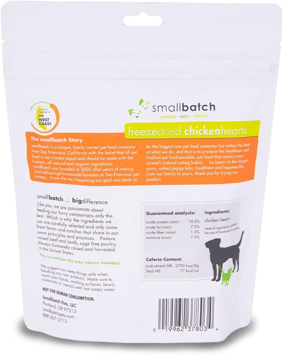 Small Batch Freeze-Dried Chicken Hearts Dog &amp; Cat Treats