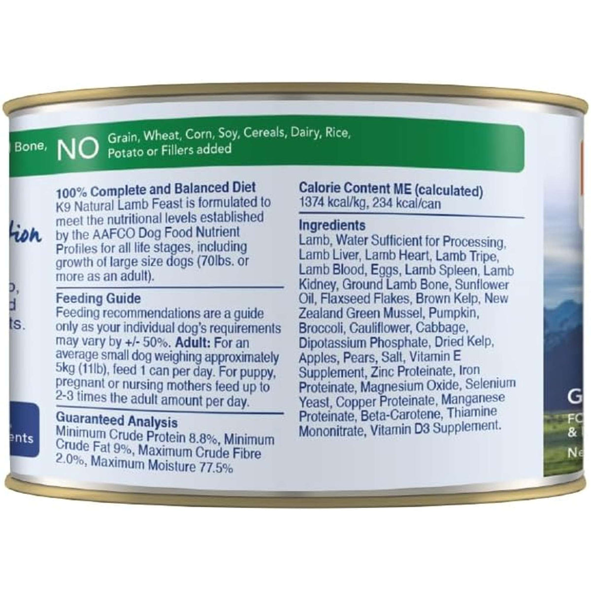 K9 Natural Grain Free Lamb Feast Canned Dog Food
