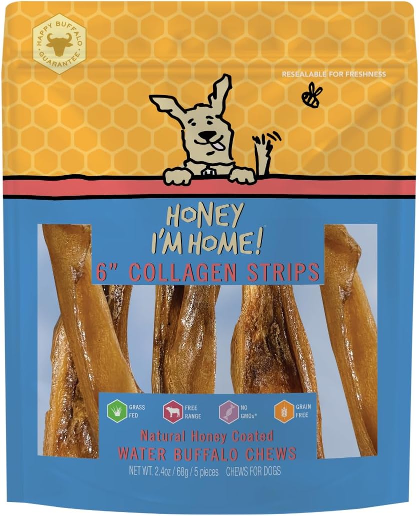 Honey I&#39;m Home! Water Buffalo Collagen Strips Dog Treats