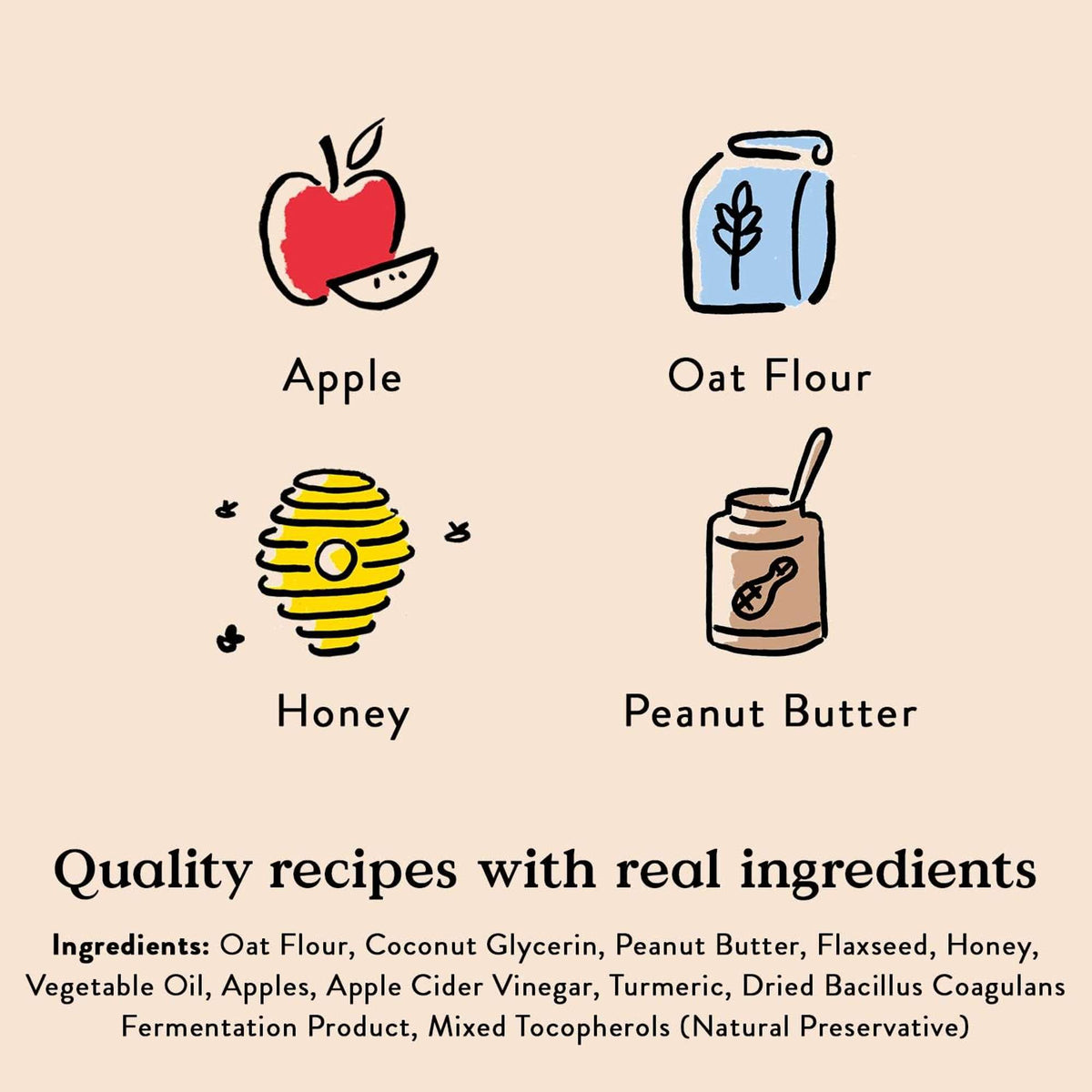 Bocce&#39;s Bakery Dailies Super Shield Immune Support with Apples, Peanut Butter, Turmeric and Probiotics Soft and Chewy Dog Treats