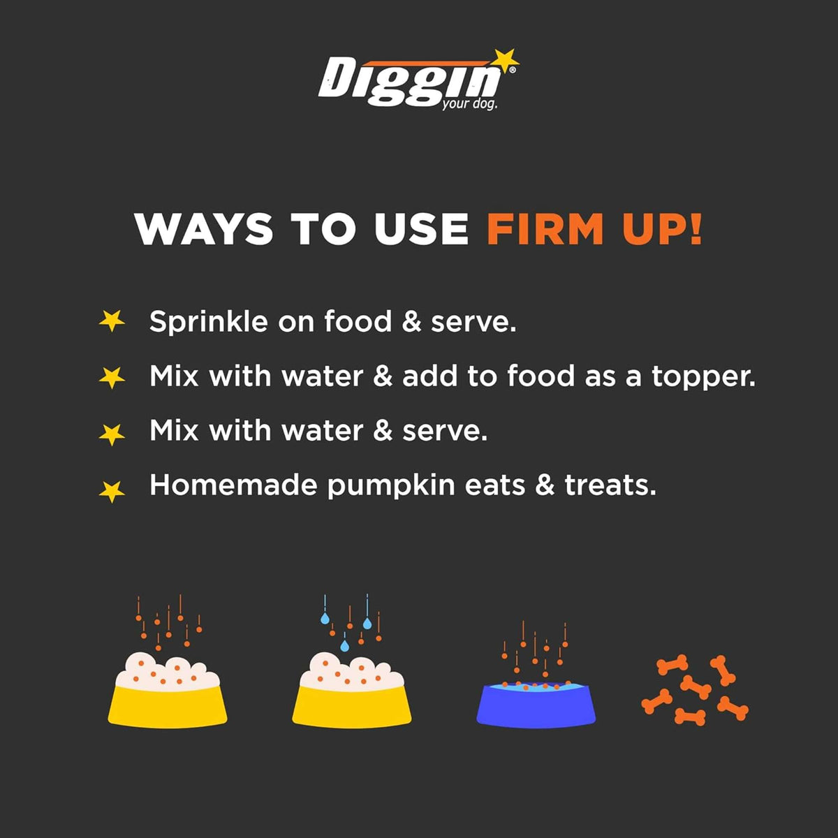 Diggin Your Dog Firm Up! Pumpkin Supplement for Dogs &amp; Cats