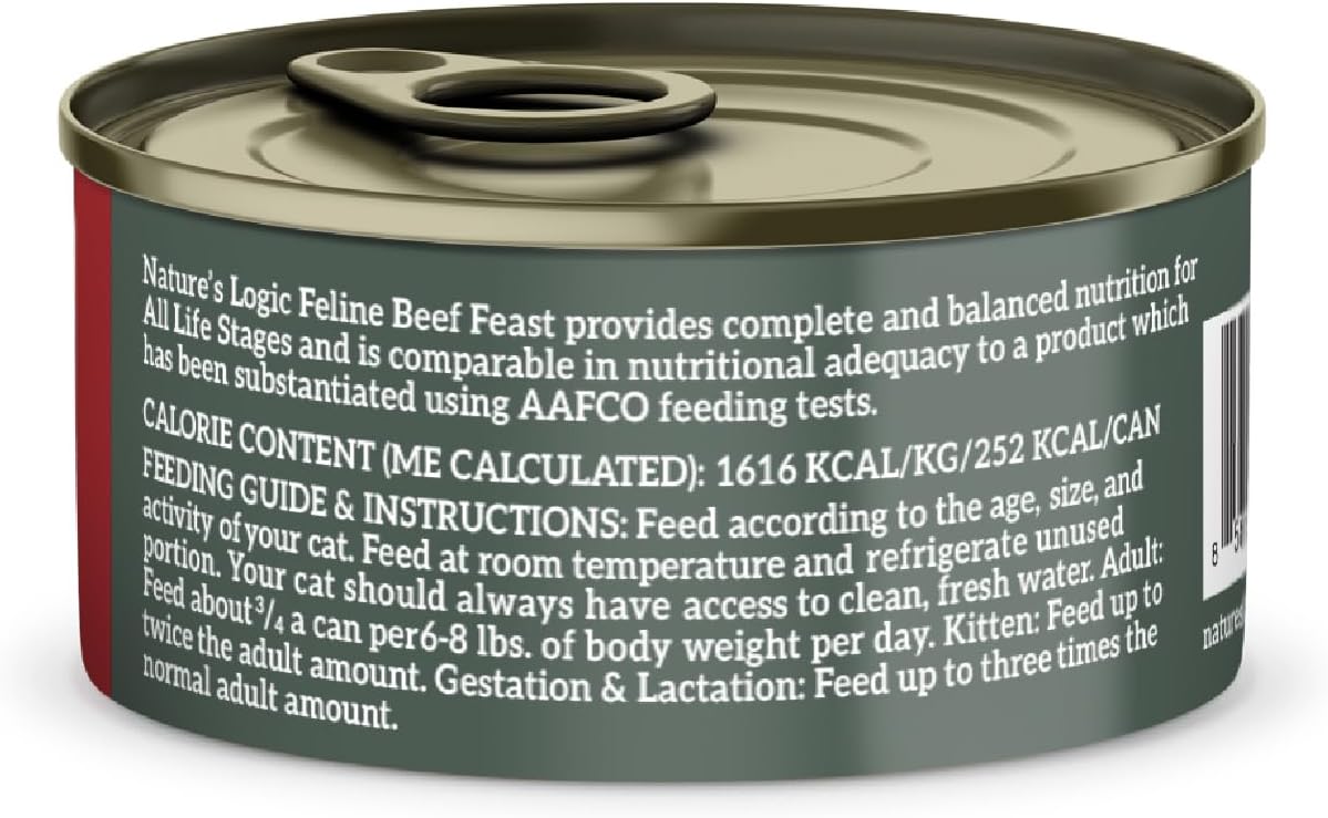 Nature&#39;s Logic Feline Beef Feast Canned Cat Food