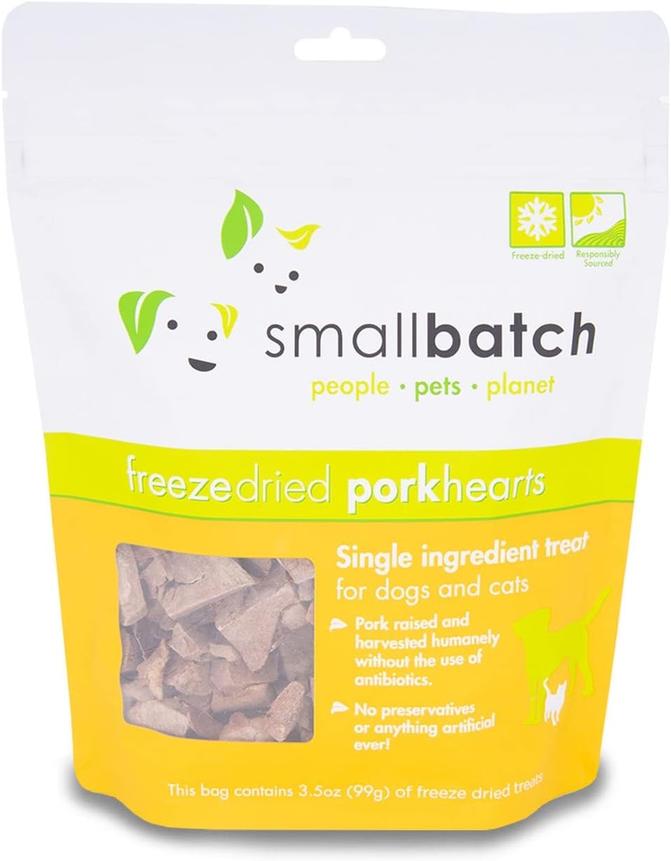 Small Batch Freeze-Dried Pork Hearts Dog &amp; Cat Treats