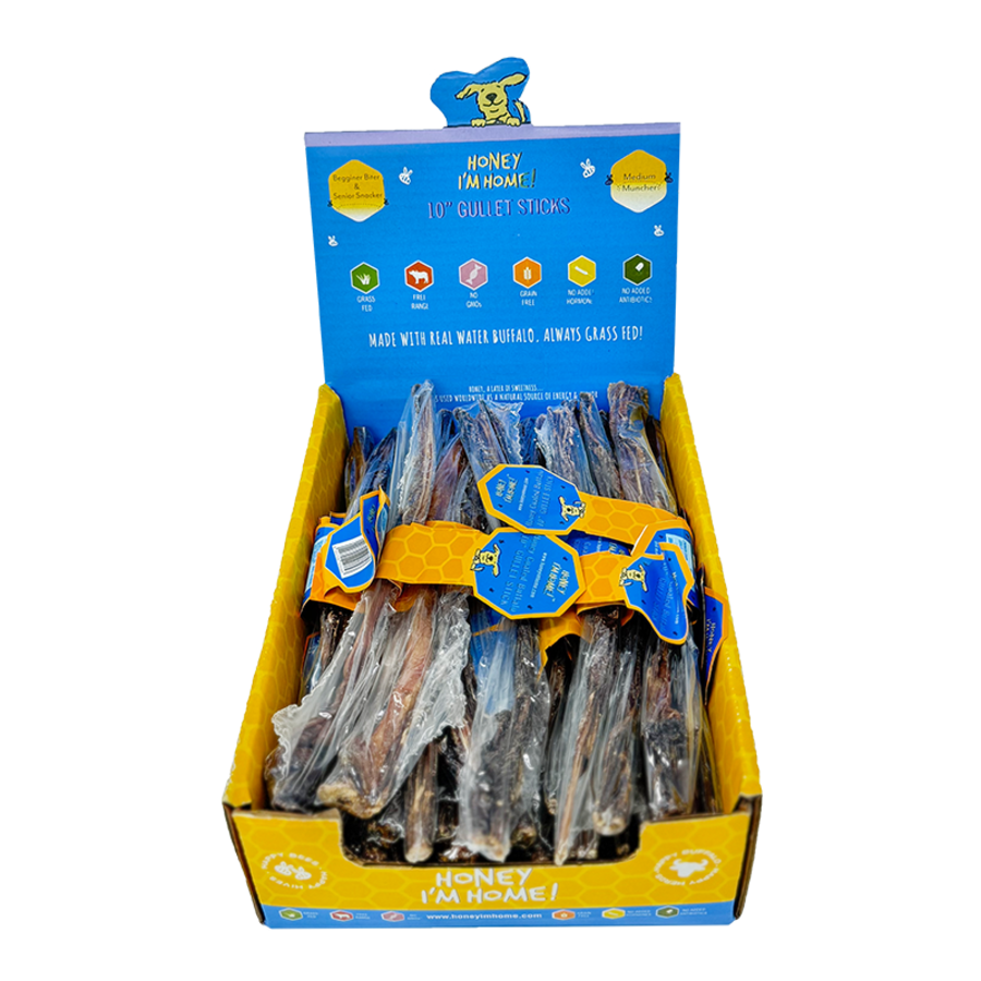 Honey I&#39;m Home! Water Buffalo Gullet Sticks Dog Treats