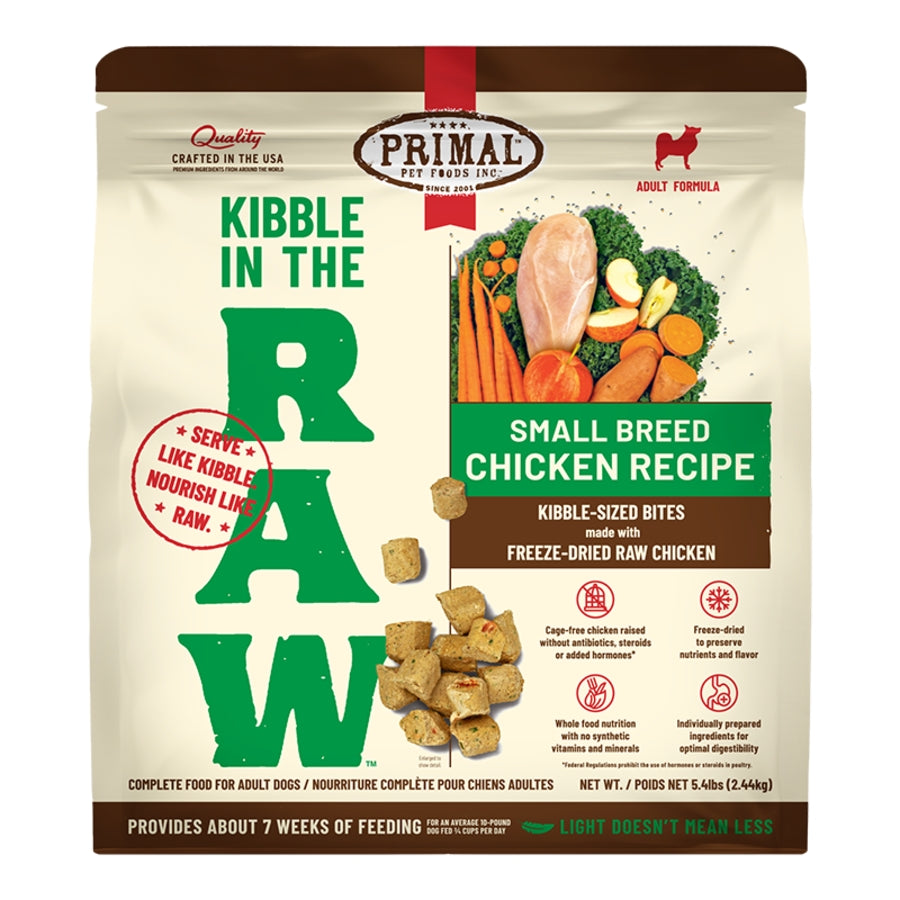Primal Kibble in the Raw Freeze-Dried Raw Small Breed Chicken Dog Food