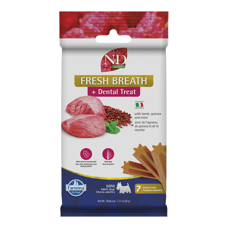 Farmina N&D Quinoa Fresh Breath + Dental Treat Lamb Mini Dog Treats