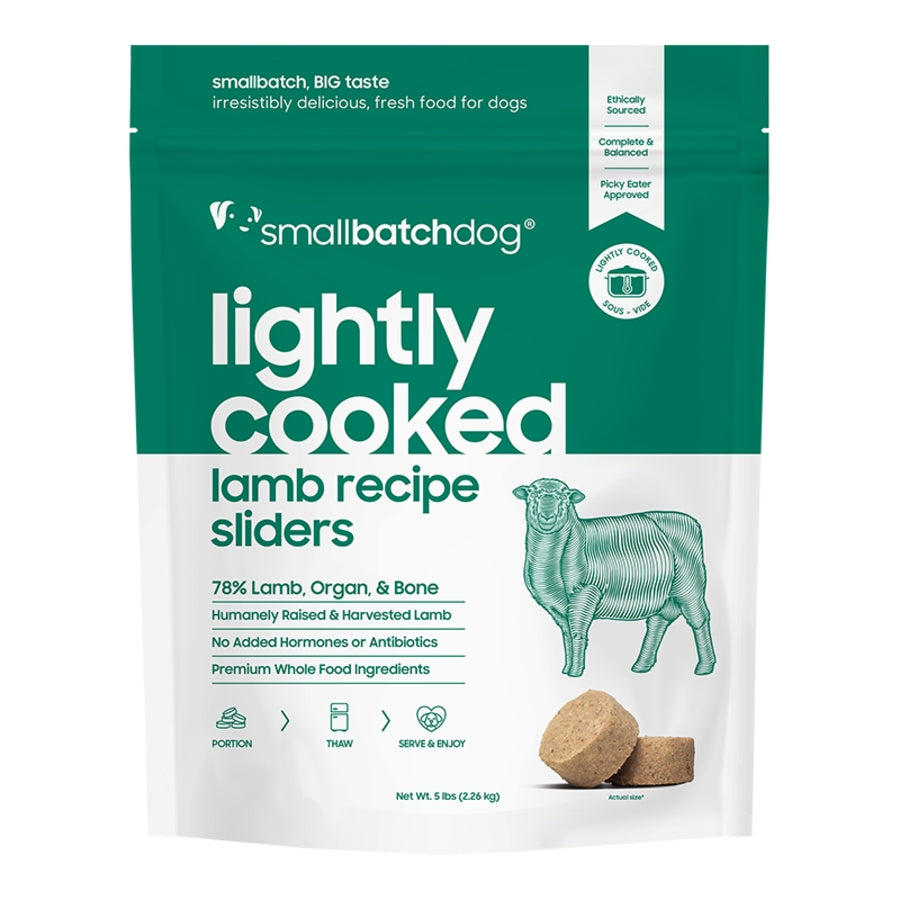 Small Batch Lightly Cooked Lamb Sliders Frozen Dog Food