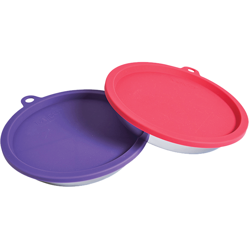 Messy Mutts 2 Pack Silicone Air-Tight Cat Bowl with Lid Cat Food Storage