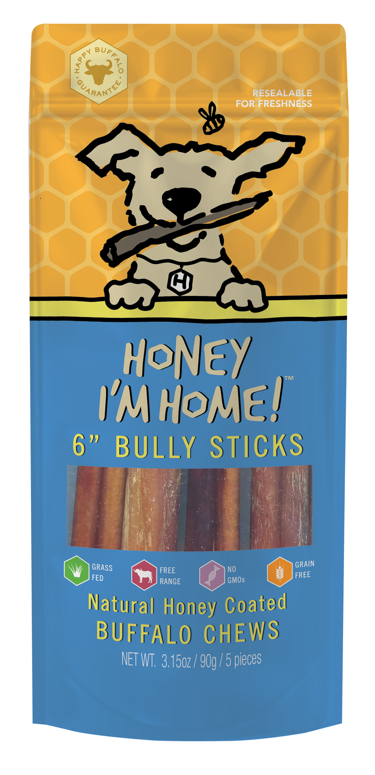 Honey I&#39;m Home! Water Buffalo Bully Sticks Dog Chews