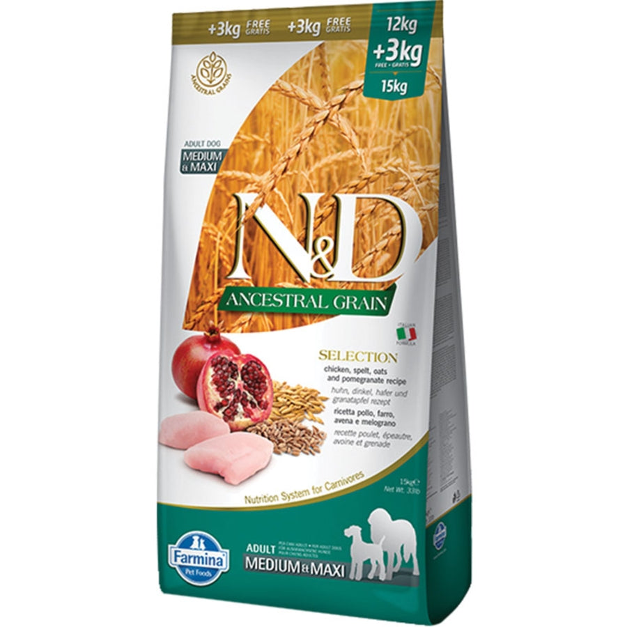 Farmina N&D Ancestral Grains Selection Chicken & Pomegranate Medium & Maxi Dog Food